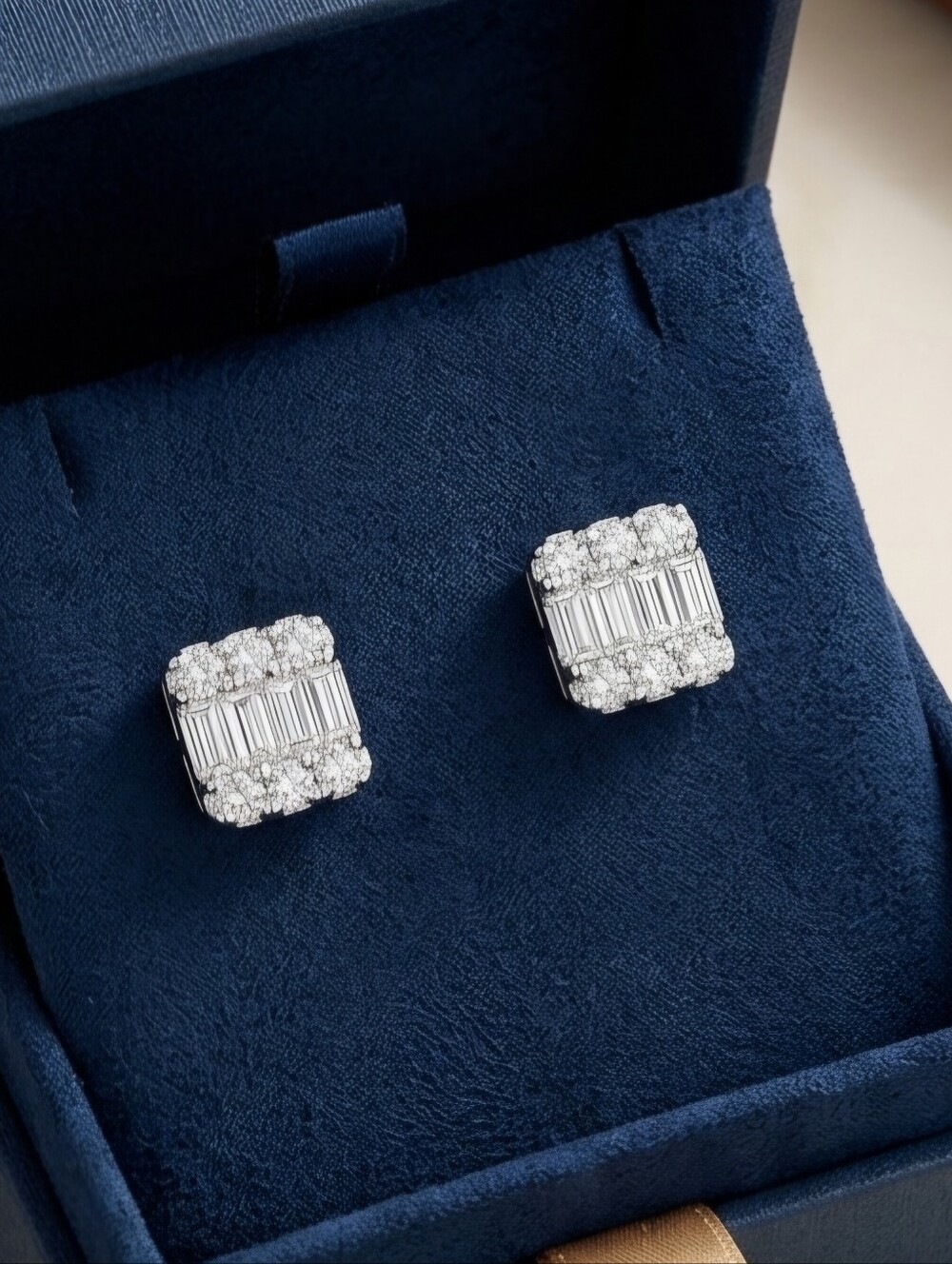 Dainty Rectangular CZ Earrings